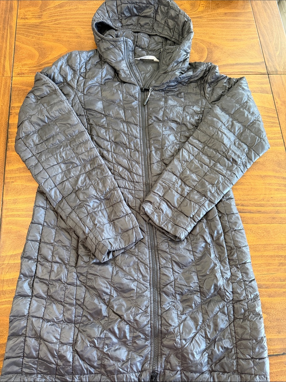 The North Face Women's Medium Black Quilted Hooded Long Puffer Jacket Thermoball